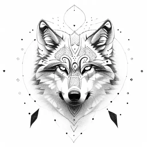 wolf in heart tattoo design idea