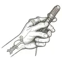 A skeletal hand holding a microphone with dark trap lyrics swirling around it tattoo design idea