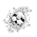 "Ohana" with cherry blossoms tattoo design idea