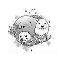 "Ohana" with cherry blossoms tattoo design idea