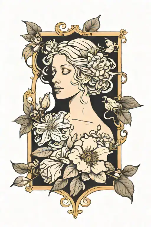 aphrodite and flowers   tattoo design idea