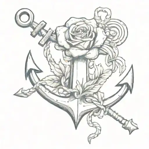 anchor that symbolize your love it should ahve a single rose and single heart not aquatic refernce tattoo design idea