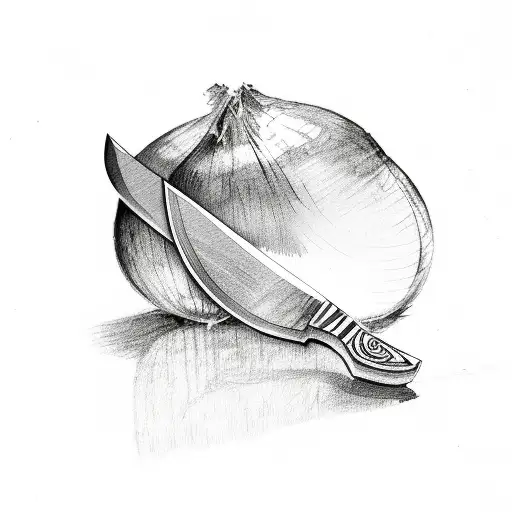 knife chopping an onion tattoo design idea