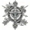 christian cross and eyes representing the fate and the mission one has thanks to god  tattoo design idea