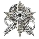 christian cross and eyes representing the fate and the mission one has thanks to god  tattoo design idea