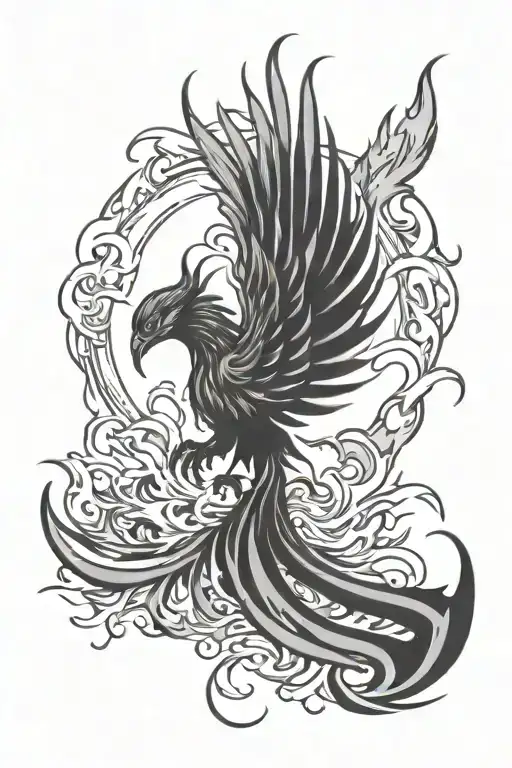 phoenix and flames tattoo design idea