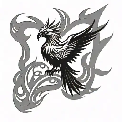 phoenix and flames tattoo design idea