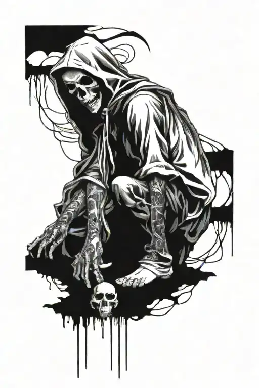 death and alone tattoo design idea