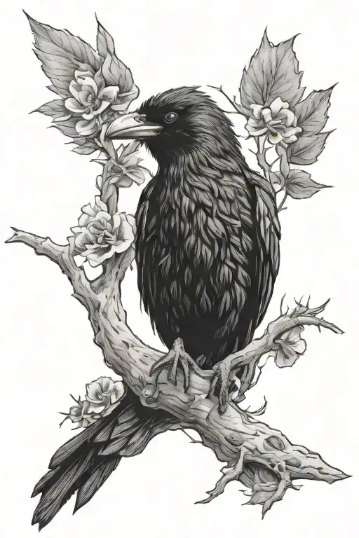 red eye, raven, death tattoo design idea