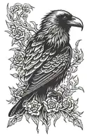 undead raven tattoo design idea