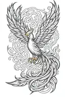 phoenix silhouette and flames tattoo design idea