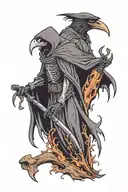 grim reaper and raven tattoo design idea