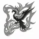 phoenix and flames tattoo design idea
