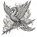 phoenix and flames tattoo design idea