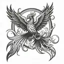 phoenix and flames tattoo design idea