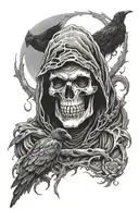 grim reaper and raven tattoo design idea