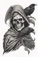 grim reaper and raven tattoo design idea