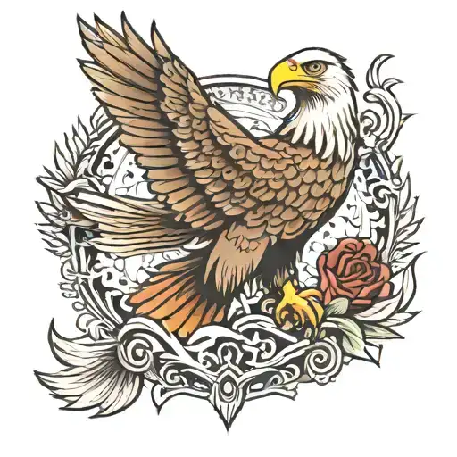 eagle and dove perched regally on the sturdy tattoo design idea