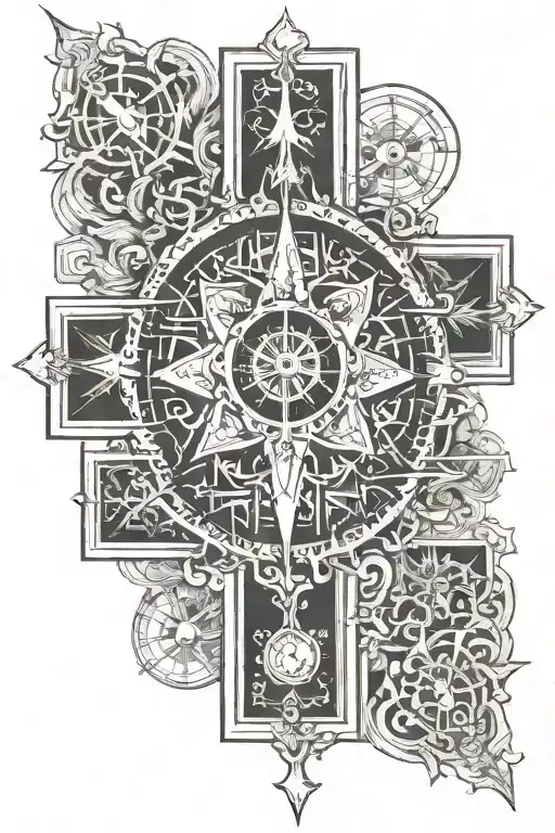 compass with only East direction representing tattoo design idea