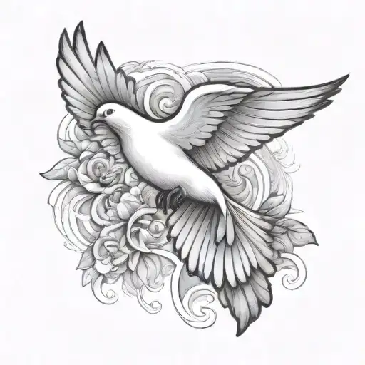 Holy Spirit Dove flying tattoo design idea