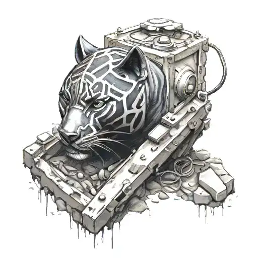 black panther slag heap miner's lamp tattoo design idea