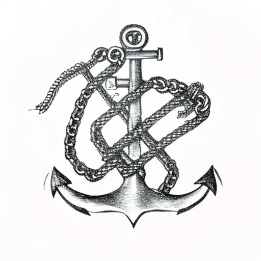 anchor with chain tattoo design idea