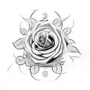 A clock with intricate rose vines wrapping around it tattoo design idea