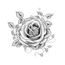 A clock with intricate rose vines wrapping around it tattoo design idea