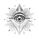 eye triangle sun rays art deco pattern tattoo design idea