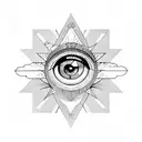 eye triangle sun rays art deco pattern tattoo design idea