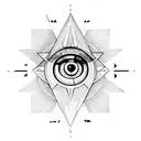 eye triangle sun rays art deco pattern tattoo design idea