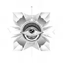 all seeing eye penrose triangle sun rays art deco pattern tattoo design idea