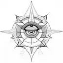 all seeing eye penrose triangle sun rays art deco pattern tattoo design idea