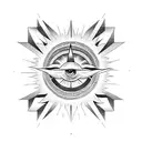 all seeing eye penrose triangle sun rays art deco pattern tattoo design idea