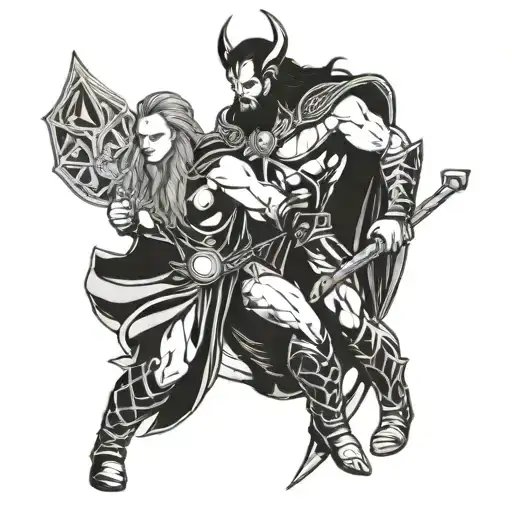 Loki and Thor  tattoo design idea
