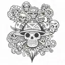 one piece anime inspired tattoo tattoo design idea