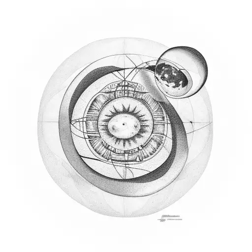 eclipse, clear moon, ring of fire tattoo design idea