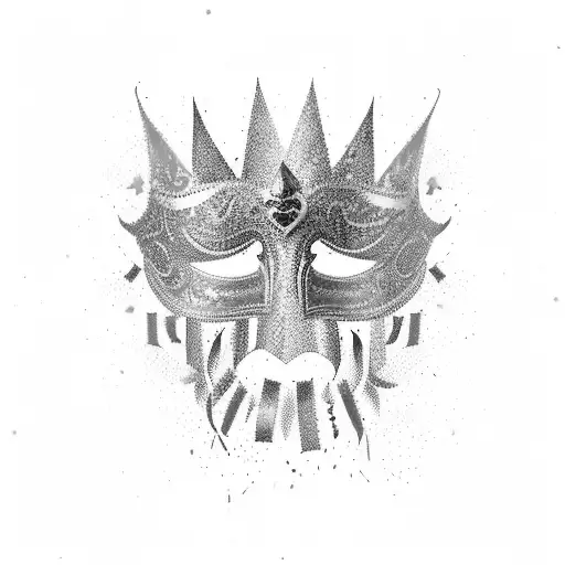 A vibrant tattoo design featuring a masquerade mask surrounded by colorful confetti and streamers, representing the client's love for parties (festas) tattoo design idea