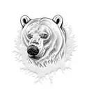 A majestic polar bear swimming underwater surrounded by vibrant coral reefs tattoo design idea