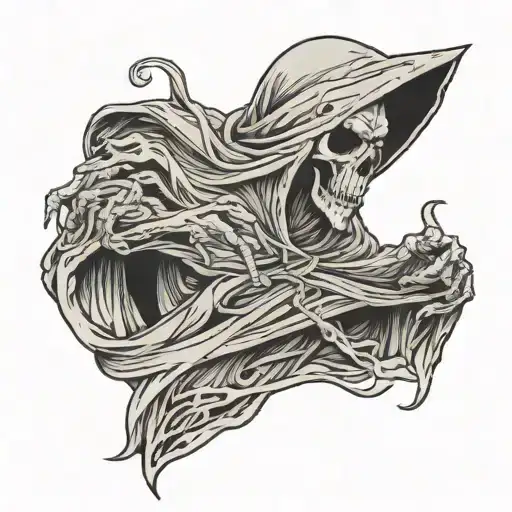 ghost pulling up front of sheet tattoo design idea