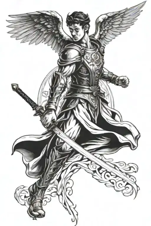 angel warrior taekwondo tattoo design idea