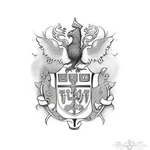 O'Rourke family crest with Irish history tattoo design idea