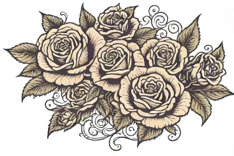 roses growing around c a r r i l l o tattoo design idea