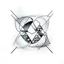 a triangle with a realistic eye in it and two fishes around the triangle tattoo design idea
