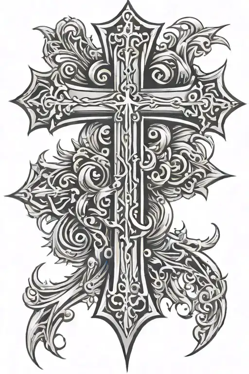 cross made with nails  tattoo design idea