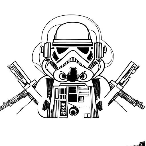 star wars, resident evil, blaster gun tattoo design idea