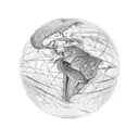 globe terrestre aspirer dans un trou noir qui contient des etoiles  tattoo design idea