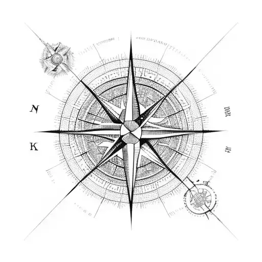 Abstract compass white the letter B M C M tattoo design idea