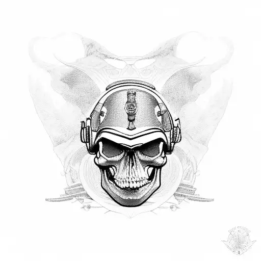 skull aviator kamikaze  tattoo design idea