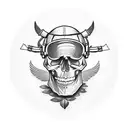 skull aviator kamikaze  tattoo design idea